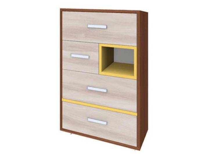 Kommode Kerema 17, Farbe: Nuss / Ulme / Gelb - Abmessungen: 100 x 65 x 41 cm (H x B x T) von easyMÖBEL
