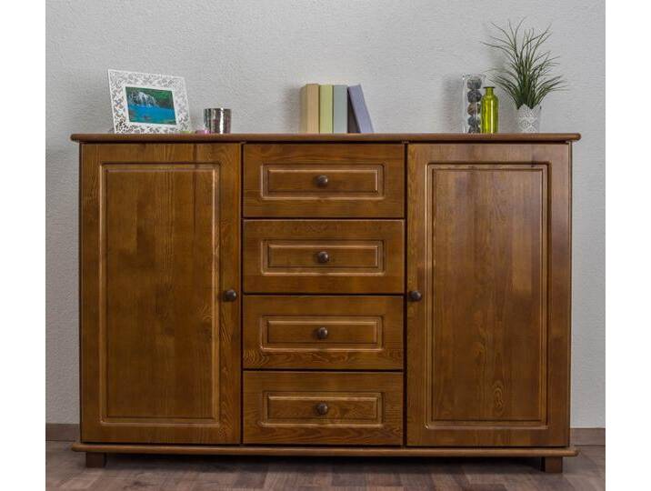 Kommode Kiefer massiv Vollholz Eichefarben 007 - Abmessung 100 x 150 x 45 cm (H x B x T) von easyMÖBEL