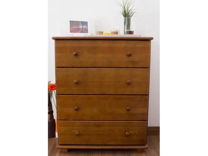 Kommode Kiefer massiv Vollholz Eichefarben 018 - Abmessung 100 x 80 x 42 cm (H x B x T) von easyMÖBEL