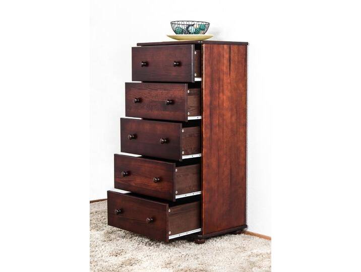 Kommode Kiefer massiv Vollholz Walnussfarben Junco 141 - Abmessungen: 123 x 60 x 42 cm (H x B x T) von easyMÖBEL