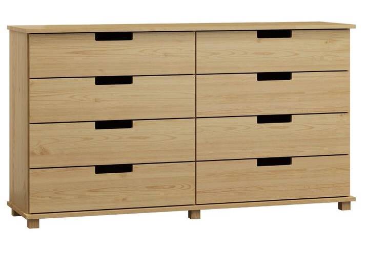 Kommode, Beige, 100x160x42 cm, Massivholz Kiefer, 8 Schubladen, Modern von easyMÖBEL