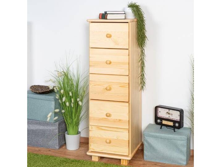 Kommode Kiefer massiv Vollholz natur 032 - Abmessung 122 x 40 x 42 cm (H x B x T) von easyMÖBEL
