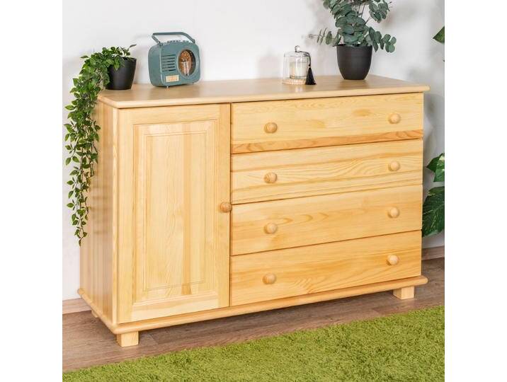 Kommode Kiefer massiv Vollholz natur 036 - Abmessung 78 x 118 x 42 cm (H x B x T) von easyMÖBEL