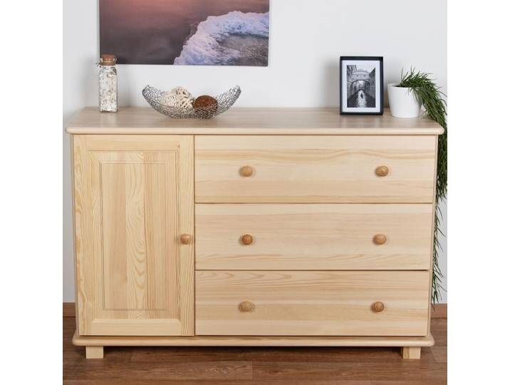 Kommode Kiefer massiv Vollholz natur 037 - Abmessung 78 x 118 x 42 cm (H x B x T) von easyMÖBEL