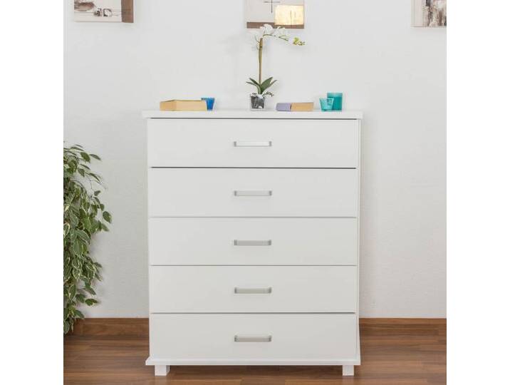 Kommode Kiefer massiv Vollholz weiß lackiert Columba 09 – Abmessung 124 x 100 x 50 cm von easyMÖBEL
