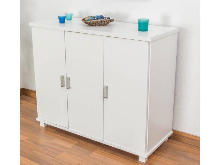 Kommode, Weiß, 121x101x50 cm, Massivholz, 3 Türen & 3 Fächer, Landhaus/Modern Kommode, Weiß, 121x101x50 cm, Massivholz, 3 Türen & 3 Fächer, Landhaus/Modern von easyMÖBEL