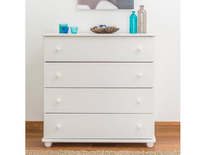 Kommode Kiefer massiv Vollholz weiß lackiert Junco 143 - Abmessung 100 x 100 x 42 cm von easyMÖBEL
