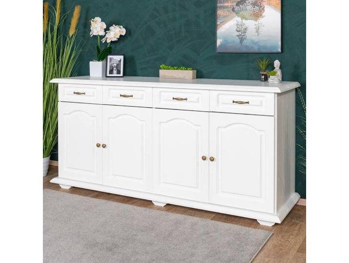 Kommode Kiefer massiv Vollholz weiß lackiert Pipilo 15 - Abmessung: 88 x 182 x 54 cm (H x B x T) von easyMÖBEL