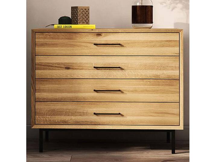 Kommode Kumeu 30 Wildeiche massiv geölt - Abmessungen: 80 x 97 x 45 cm (H x B x T) von easyMÖBEL