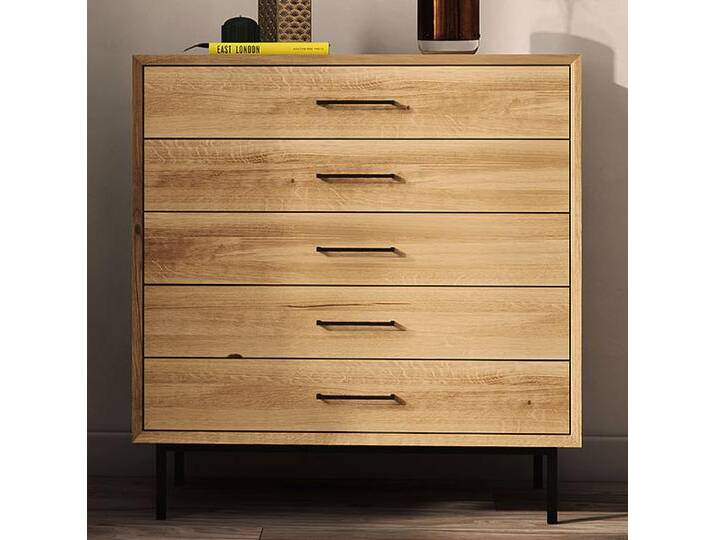 Kommode Kumeu 44 Wildeiche massiv geölt - Abmessungen: 95 x 97 x 45 cm (H x B x T) von easyMÖBEL