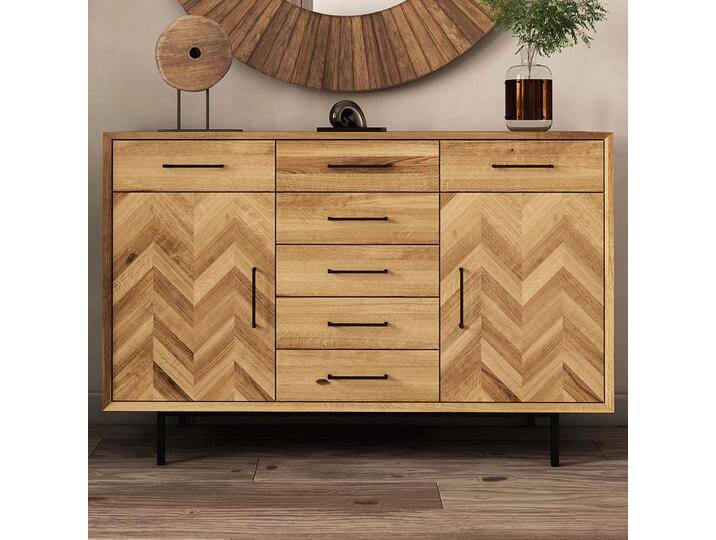 Kommode Kumeu 46 Wildeiche massiv geölt - Abmessungen: 95 x 144 x 45 cm (H x B x T) von easyMÖBEL