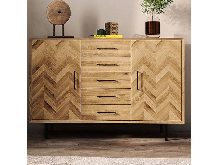 Kommode Kumeu 47 Wildeiche massiv geölt - Abmessungen: 95 x 144 x 45 cm (H x B x T) von easyMÖBEL