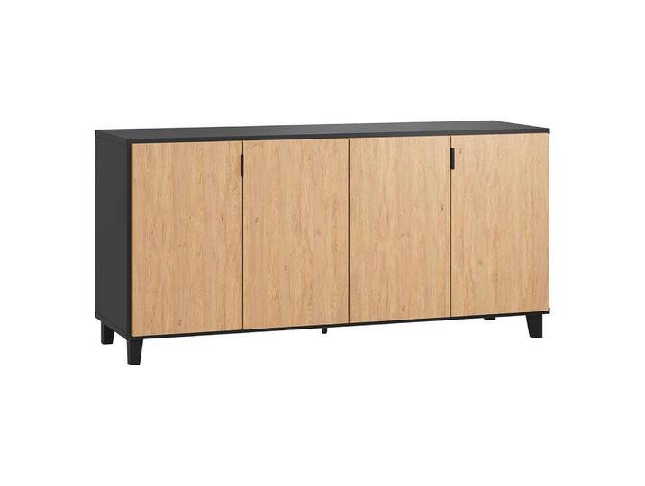 Kommode Leoncho 30 Schwarz/Eiche 78x160x47 cm Soft Touch Lackierung Viel Stauraum Modernes Design von easyMÖBEL