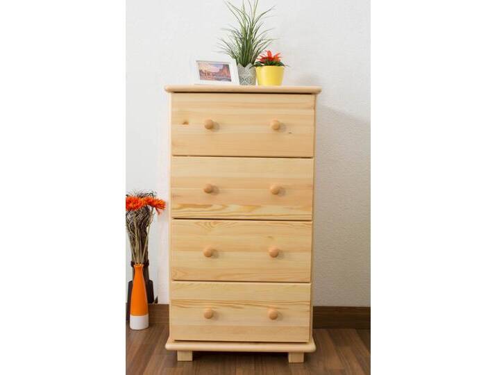 Kommode, Natur, 100x55x42 cm, Massivholz, 4 Schubladen, Landhaus & Modern von easyMÖBEL