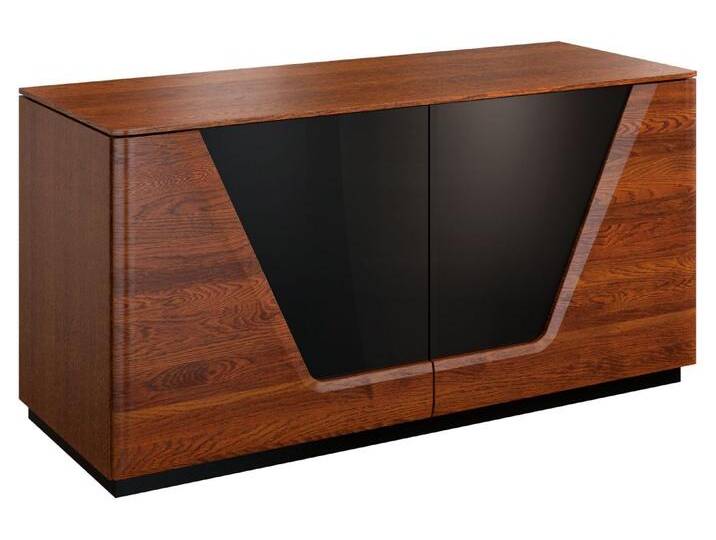 Kommode Medulin 01, Farbe: Walnuss / Schwarz, teilmassiv - Abmessungen: 62 x 122 x 50 cm (H x B x T) von easyMÖBEL