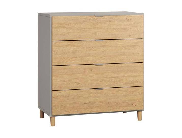 Kommode Nanez 29, Farbe: Grau / Eiche - Abmessungen: 100 x 90 x 47 cm (H x B x T) von easyMÖBEL