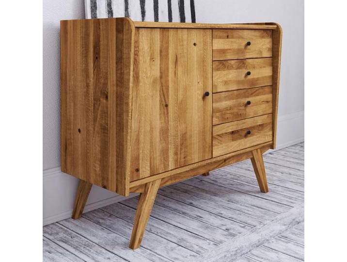 Kommode Otago 10 Wildeiche massiv geölt - Abmessungen: 90 x 100 x 50 cm (H x B x T) von easyMÖBEL