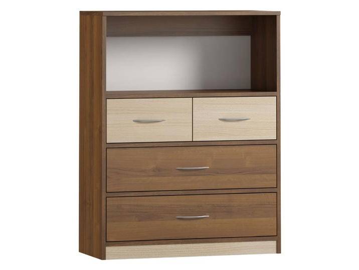 Kommode Pasuruan 14, Farbe: Nuss / Ahorn - Abmessungen: 110 x 85 x 37 cm (H x B x T) von easyMÖBEL