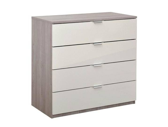 Kommode Sabadell 20, Farbe: Eiche / Beige Hochglanz - 87 x 90 x 48 cm (H x B x T) von easyMÖBEL