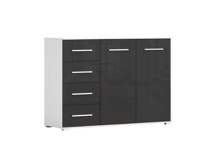 Kommode Schwarz / Weiß Comarca 10 96 x 135 x 45 cm 2 Türen 4 Schubladen 3 Fächer schlichtes und kompaktes Design Sideboard ecki Kommode Schwarz / Weiß Comarca 10 96 x 135 x 45 cm 2 Türen 4 Schubladen 3 Fächer schlichtes und kompaktes Design Sideboard ecki von easyMÖBEL
