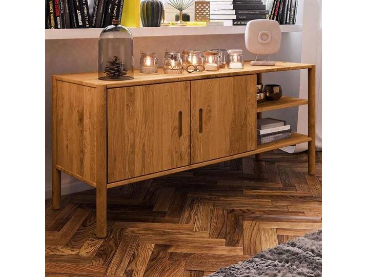 Kommode Wellsford 25 Wildeiche massiv geölt - Abmessungen: 64 x 142 x 46 cm (H x B x T) von easyMÖBEL