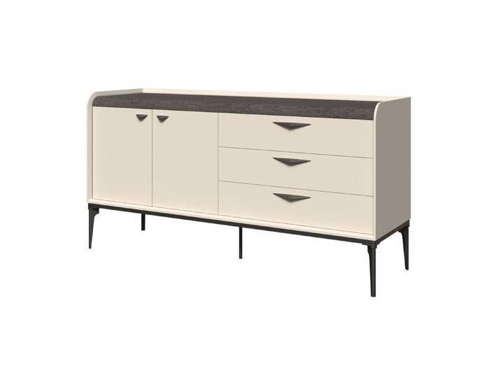 Kommode in Creme 2 Türen 3 Schubladen 86 x 167 x 50 cm Soft Close System Metallbeine 2 geräumige Fächer Metallgriffe Kommode in Creme 2 Türen 3 Schubladen 86 x 167 x 50 cm Soft Close System Metallbeine 2 geräumige Fächer Metallgriffe von easyMÖBEL