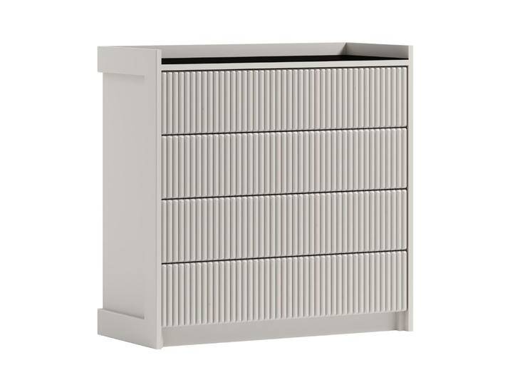 Kommode mit 4 Schubladen in Kaschmir, 90 x 90 x 40 cm, Soft Close und Push-to-open System, Rillenmuster an den Fronten, Ablagefläche aus Antisolglas Kommode mit 4 Schubladen in Kaschmir, 90 x 90 x 40 cm, Soft Close und Push-to-open System, Rillenmuster an den Fronten, Ablagefläche aus Antisolglas von easyMÖBEL