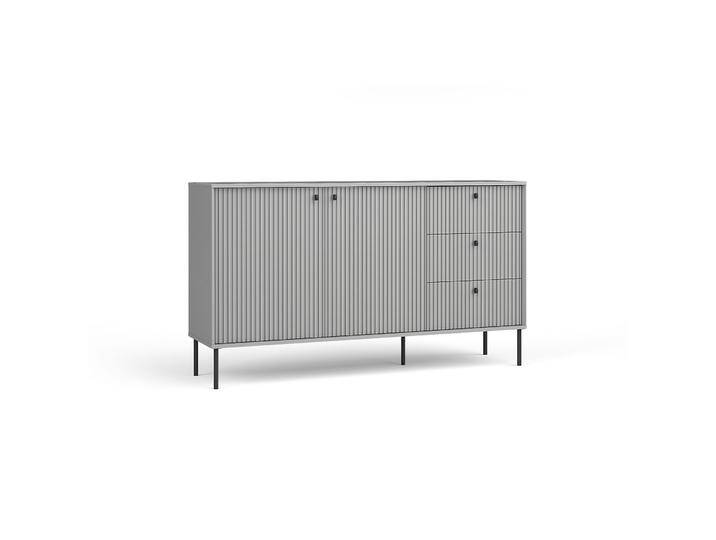 Kommode mit drei Schubladen Alonnisos 02, zwei Türen, Farbe: Grau, zwei Funktion, modernes Design, Maße: 89 x 156 x 41 cm, Soft-Close-Funktion Kommode mit drei Schubladen Alonnisos 02, zwei Türen, Farbe: Grau, zwei Funktion, modernes Design, Maße: 89 x 156 x 41 cm, Soft-Close-Funktion von easyMÖBEL