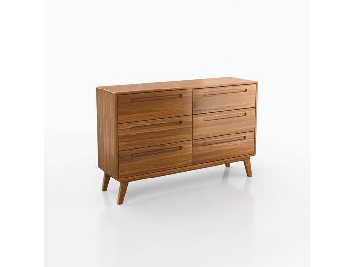 Kommode mit sechs Schubladen Engordany 02 Buche Vollholz massiv lackiert Farbe: Eiche Rustikal Maße: 90 x 140 x 39 cm Soft-Close-Funktion von easyMÖBEL