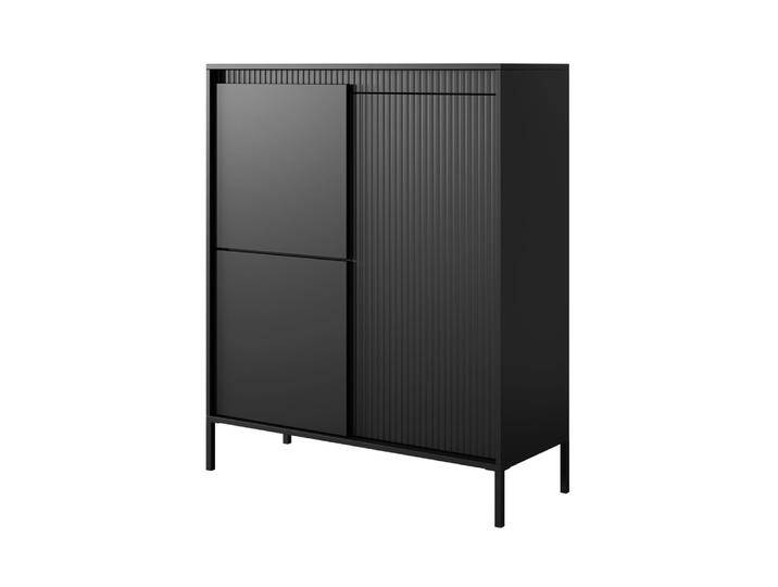 Kommode mit stylischer Front Balta 07, Farbe: Schwarz, Push-to-open Funktion, Maße: 123 x 103 x 39,5 cm, ABS-Kantenschutz, Beine: Metall, sieben Fä Kommode mit stylischer Front Balta 07, Farbe: Schwarz, Push-to-open Funktion, Maße: 123 x 103 x 39,5 cm, ABS-Kantenschutz, Beine: Metall, sieben Fä von easyMÖBEL