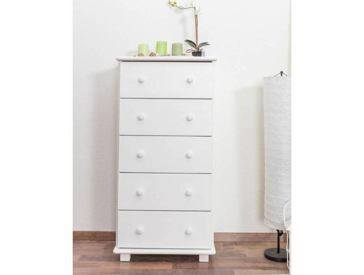 Kommode, Weiß, 120x60x42 cm, Massivholz Kiefer, 5 Schubladen, Modern Kommode, Weiß, 120x60x42 cm, Massivholz Kiefer, 5 Schubladen, Modern von easyMÖBEL