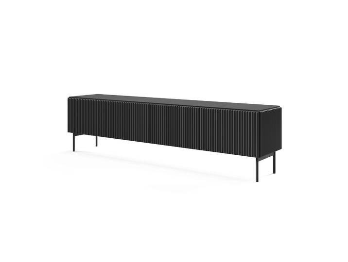 Langes TV-Board / TV-Möbel Goulette 05 Farbe: Schwarz Push-to-open Funktion 4 Kipptüren ABS-Kantenschutz Maße: 51 x 195 x 39,5 cm für Langes TV-Board / TV-Möbel Goulette 05 Farbe: Schwarz Push-to-open Funktion 4 Kipptüren ABS-Kantenschutz Maße: 51 x 195 x 39,5 cm für von easyMÖBEL