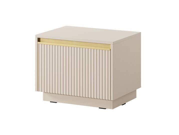 Moderne Nachtkommode Finghall 14, Farbe: Beige, eine Schublade, Soft-Close-Funktion, hängend montierbar, Maße: 42 x 53,6 x 39 cm, ABS-Kantenschutz von easyMÖBEL