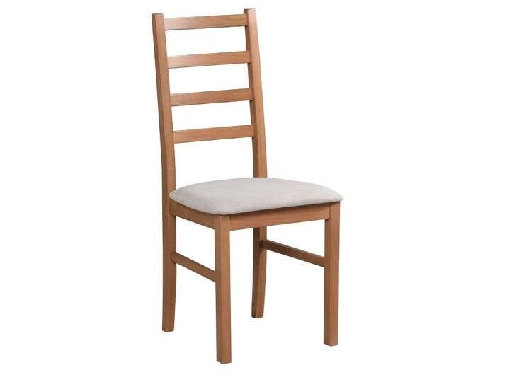 Moderner Esszimmerstuhl koknese aus Buchenmassivholz, gepolsterte Sitzfläche in Beige, Sitzhöhe von 47 cm, hochwertiges Material, robustes Holz von easyMÖBEL