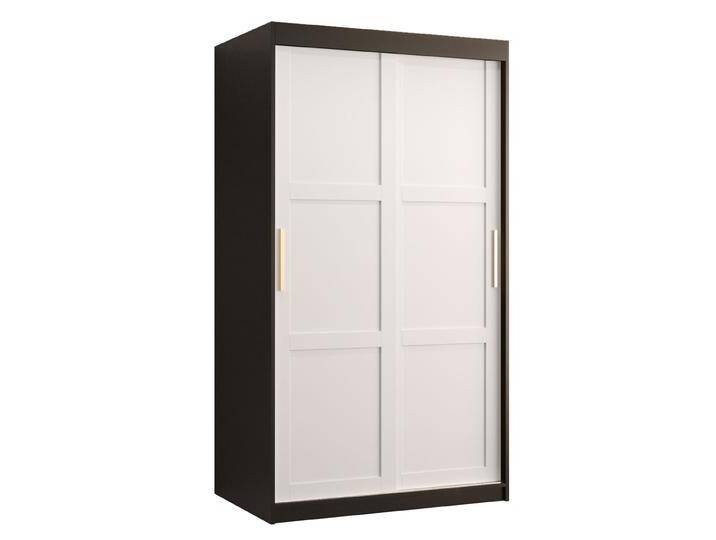 Moderner Kleiderschrank Liskamm 03 Schwarz matt & Weiß matt 200x100x62 cm 5 Fächer 2 Kleiderstangen Schiebetüren von easyMÖBEL