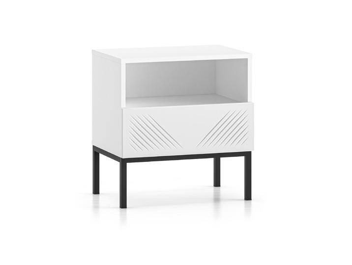 Moderner Nachtschrank Taos 19, Farbe: Weiß matt, Push-to-open Funktion, Maße: 53 x 50 x 34 cm, Beine: Schwarz, Zeitlos, mit 1 Schublade und 1 Fach, Moderner Nachtschrank Taos 19, Farbe: Weiß matt, Push-to-open Funktion, Maße: 53 x 50 x 34 cm, Beine: Schwarz, Zeitlos, mit 1 Schublade und 1 Fach, von easyMÖBEL