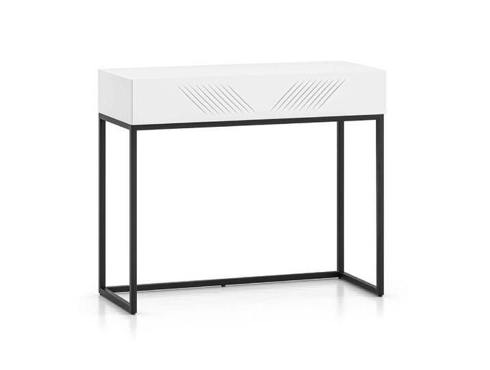 Moderner Schminktisch mit Soft-Close System Taos 21, mit Push-to-open Funktion, Farbe: Weiß matt, Maße: 78 x 92 x 40 cm, Beine: Schwarz, mit 1 Schu Moderner Schminktisch mit Soft-Close System Taos 21, mit Push-to-open Funktion, Farbe: Weiß matt, Maße: 78 x 92 x 40 cm, Beine: Schwarz, mit 1 Schu von easyMÖBEL