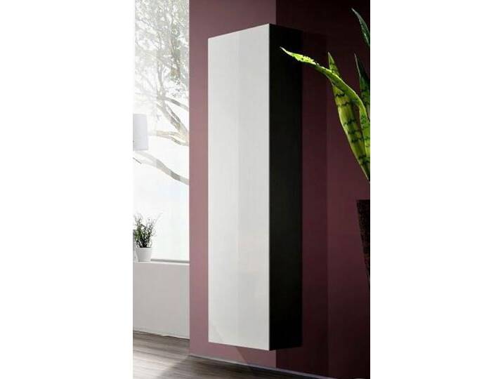 Moderner Schrank mit vier Fächern Raudberg 11, Farbe: Weiß / Schwarz - Abmessungen: 170 x 40 x 29 cm (H x B x T), mit Push-to-open Funktion von easyMÖBEL
