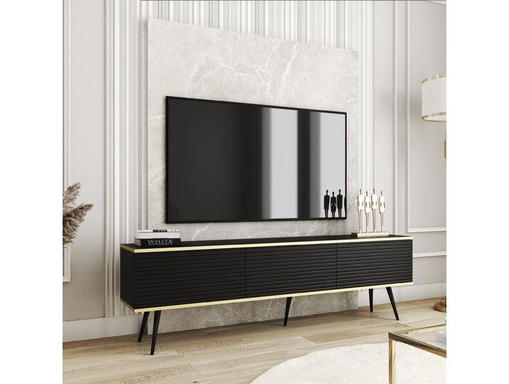 Moderner TV-Unterschrank Horsham 23 Push-to-open Funktion Schwarz 53 x 175 x 32 cm Hängend montierbar Minimalistisches Design von easyMÖBEL