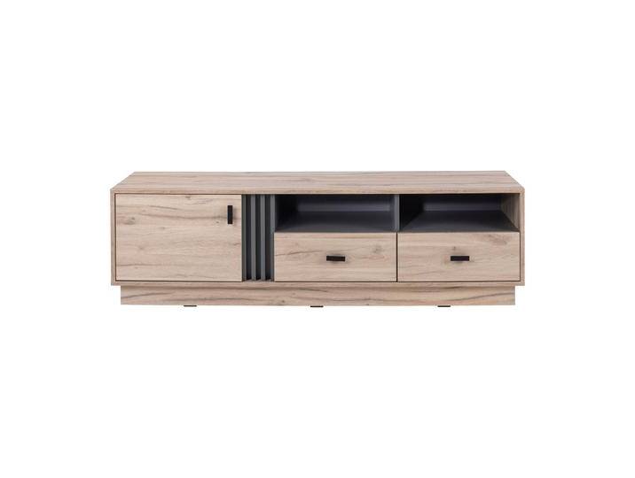 Moderner TV-Unterschrank mit zwei Schubladen Niel 06, Farbe: Eiche / Anthrazit - Abmessungen: 45 x 155 x 40 cm (H x B x T) von easyMÖBEL