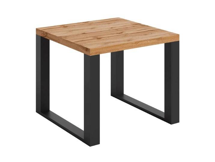 Moderner kleiner Couchtisch Prizren 01, Eiche Wotan / Mattschwarz, 60 x 60 x 50 cm, schöne Maserung und stilvolles Design, hochwertige Verarbeitun von easyMÖBEL