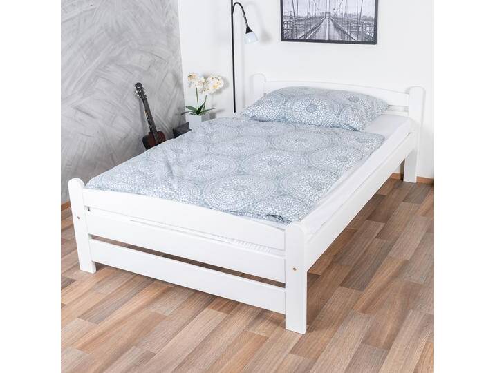 Modernes Einzelbett, Gästebett in Weiß Kiefer Massivholz 84, inkl. Lattenrost, Liegefläche 120 x 200 cm, hochwertige Verarbeitung, stabil und lang von easyMÖBEL
