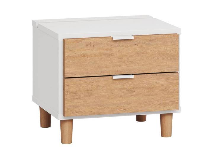 Nachtkommode Arbolita 42 Weiß/Eiche 2 Schubladen mit LED Soft Close 40x45x40 cm Stilvolles Design Touchsensor von easyMÖBEL