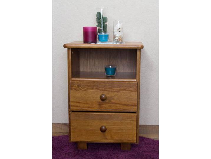 Nachtkommode Kiefer massiv Vollholz Eichefarben 005 - Abmessung 60 x 43 x 33 cm (H x B x T) von easyMÖBEL
