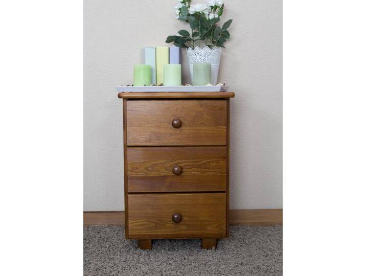 Nachtkommode Kiefer massiv Vollholz Eichefarben 006 - Abmessung 60 x 43 x 33 cm (H x B x T) von easyMÖBEL