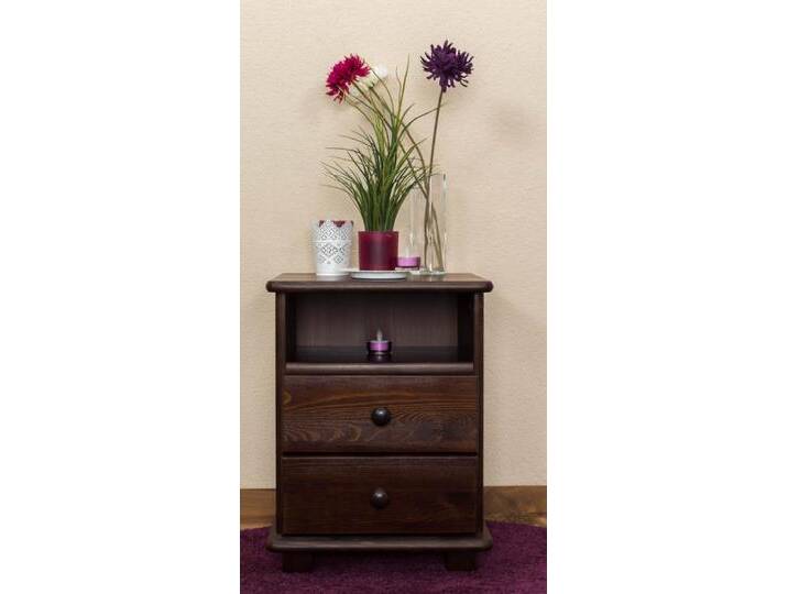 Nachtkommode Kiefer massiv Vollholz Nussfarben 007 - Abmessung 55 x 42 x 35 cm (H x B x T) von easyMÖBEL