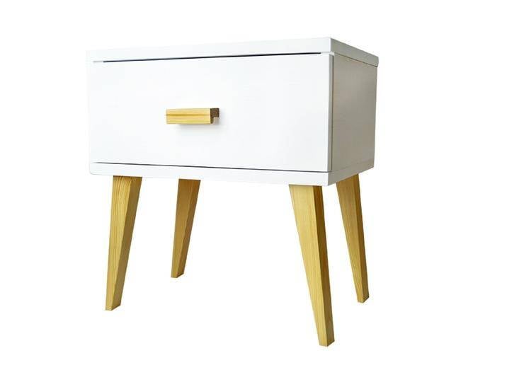 Nachtkommode Kiefer massiv Vollholz natur / weiß 017 - Abmessung: 49 x 45 x 35 cm (H x B x T) von easyMÖBEL