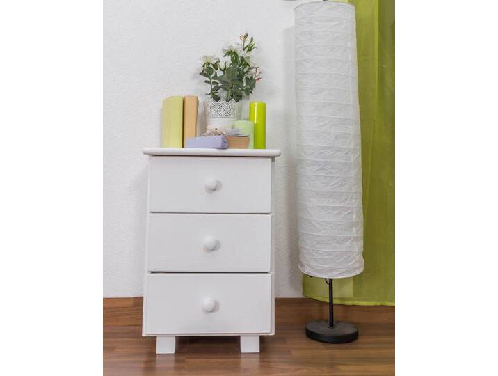 Nachtkommode Kiefer massiv Vollholz weiß lackiert 006 - Abmessung 60 x 43 x 33 cm (H x B x T) von easyMÖBEL