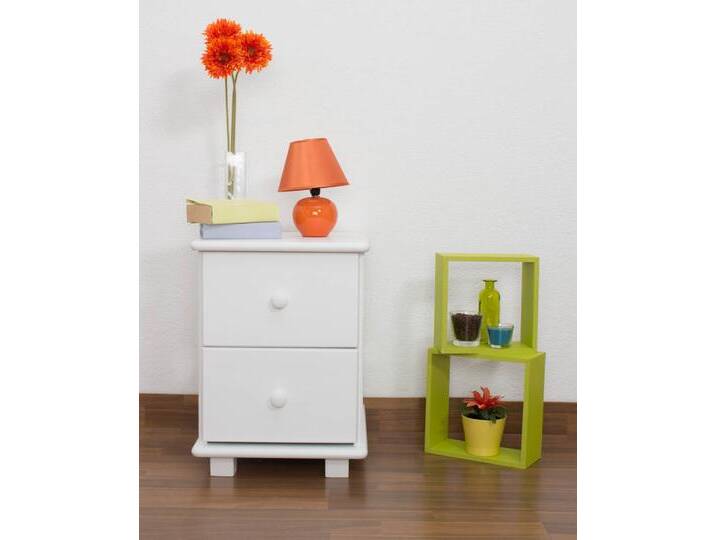 Nachtkommode Kiefer massiv Vollholz weiß lackiert 009 - Abmessung 55 x 42 x 47 cm (H x B x T) von easyMÖBEL
