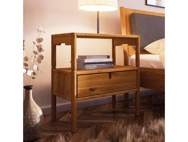 Nachtkommode Wellsford 06 Wildeiche massiv geölt - Abmessungen: 64 x 60 x 36 cm (H x B x T) von easyMÖBEL